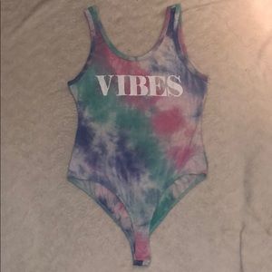 Vibes graphic tie dye body suit